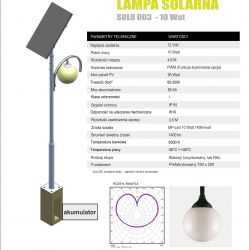Lampa, latarnia solarna parkowa SOLO 003 10 wat